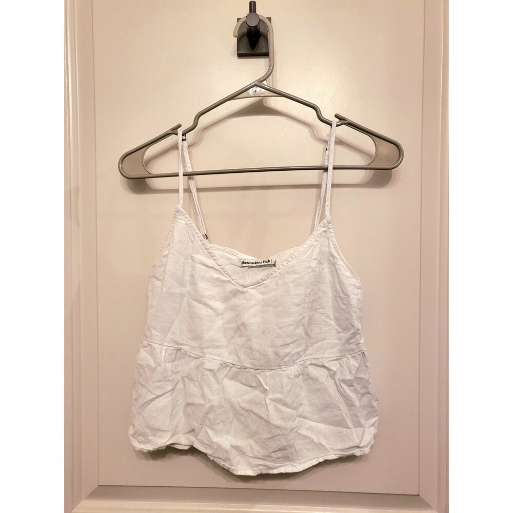 Vintage white Linen 2000's Abercrombie & Fitch Women's Crop Top Size Small